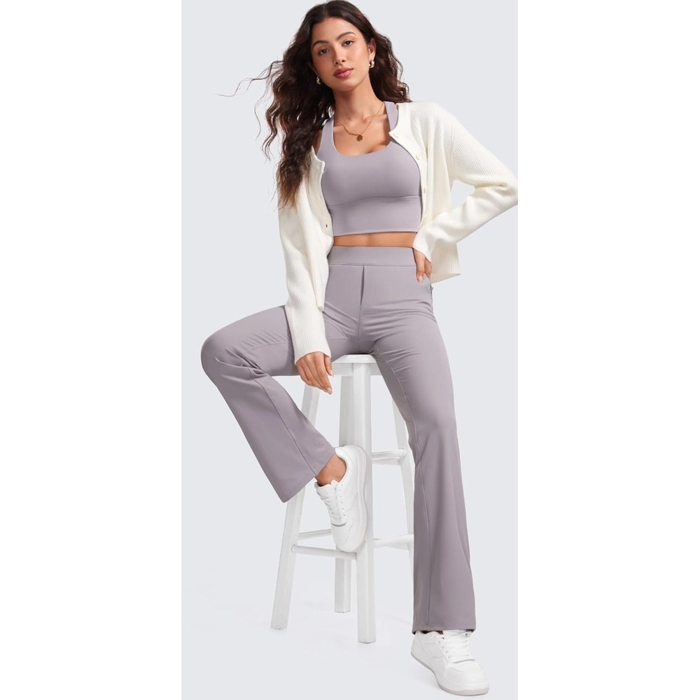 Crz Yoga Purplish-Gray Pull On Athletic Athleisurewear Pants Flare M NWT (28x32)
